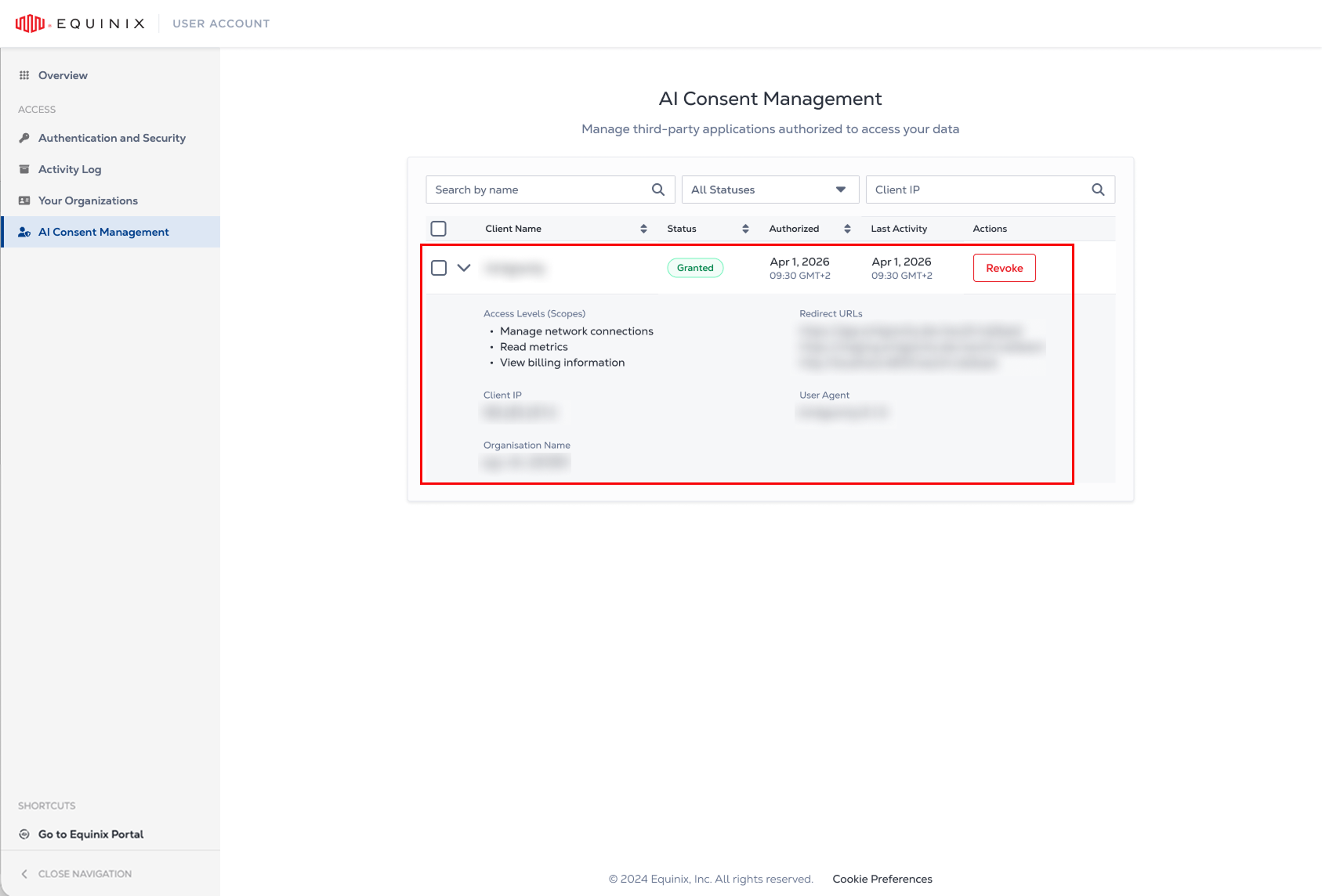 AI Consent Management client details