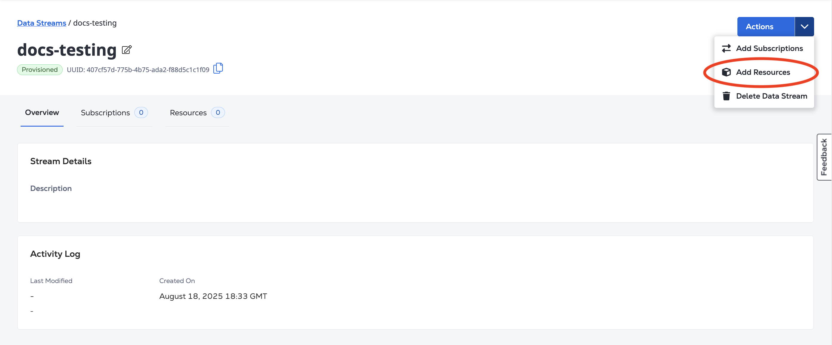 Actions Drop-down Menu Screenshot