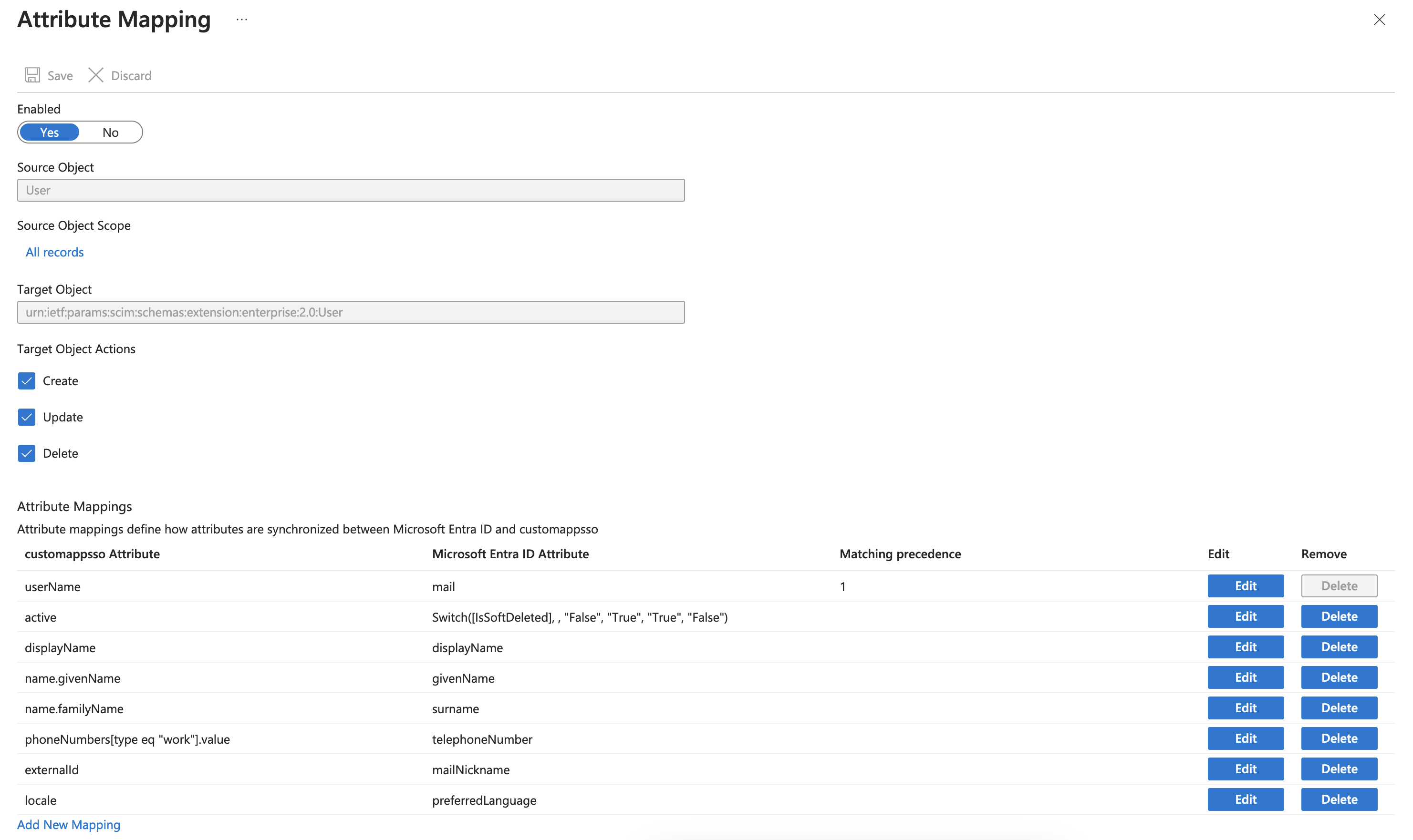 Attribute mappings