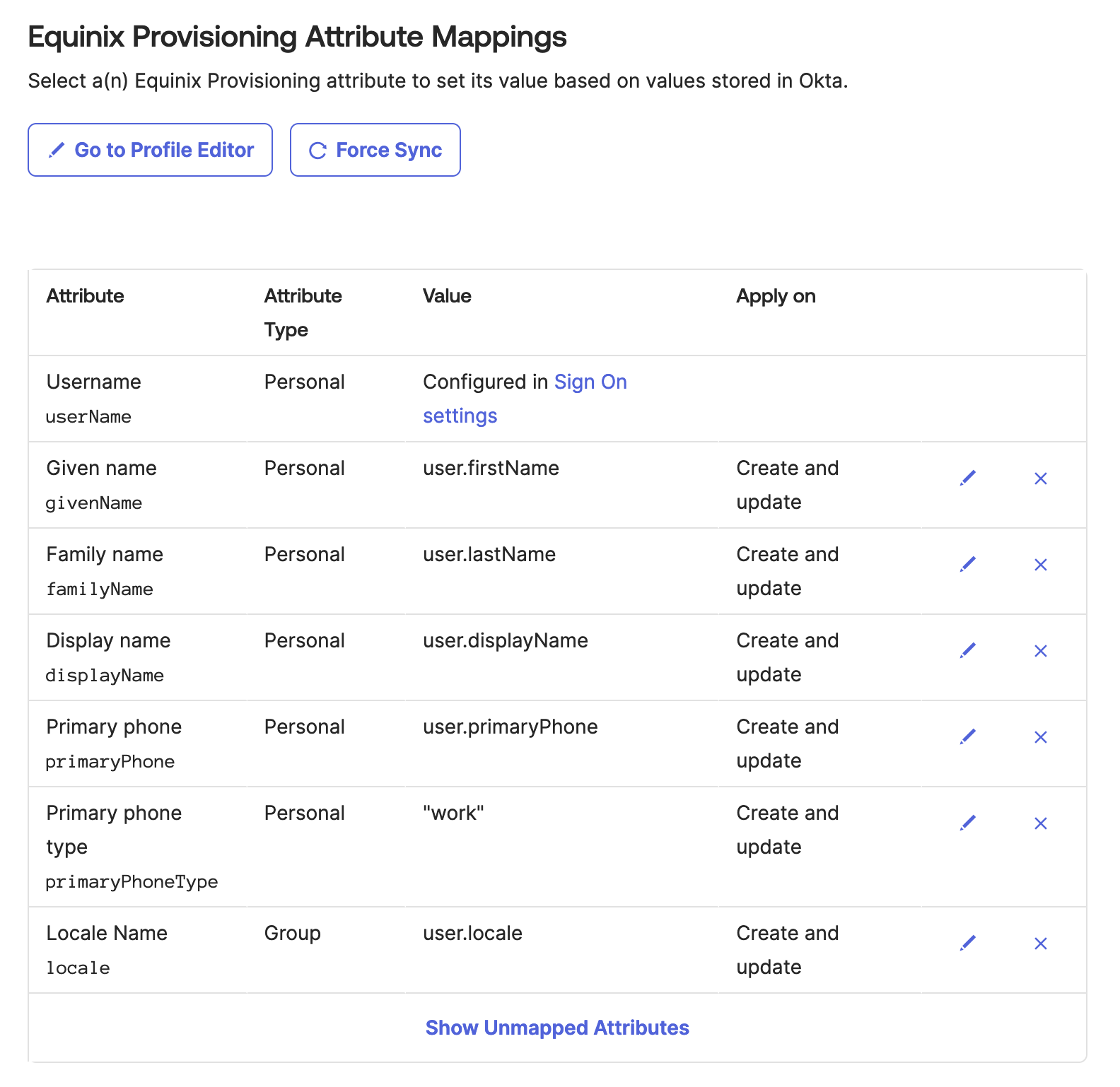 Attribute mappings