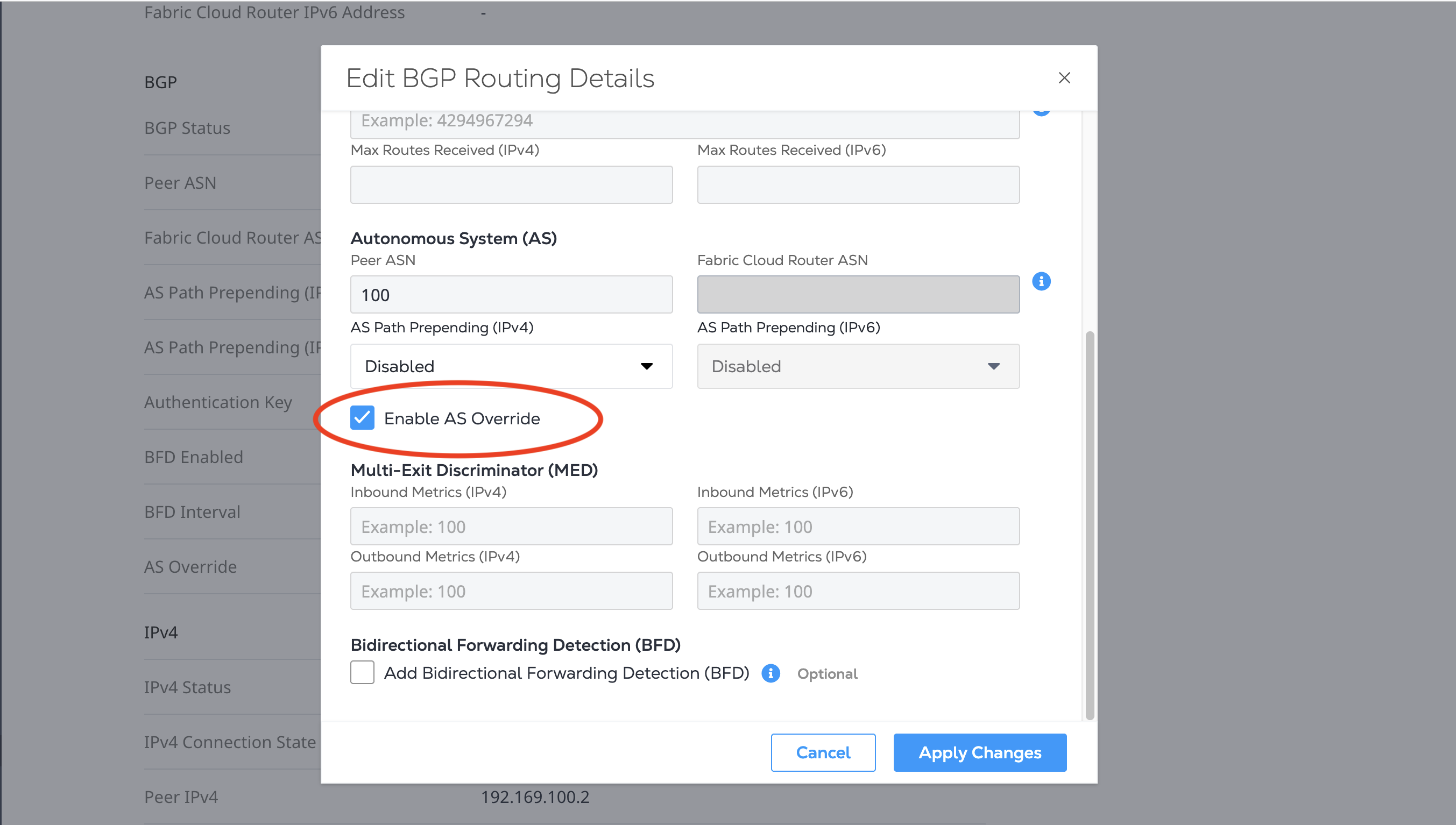 AS Override Checkbox Screenshot