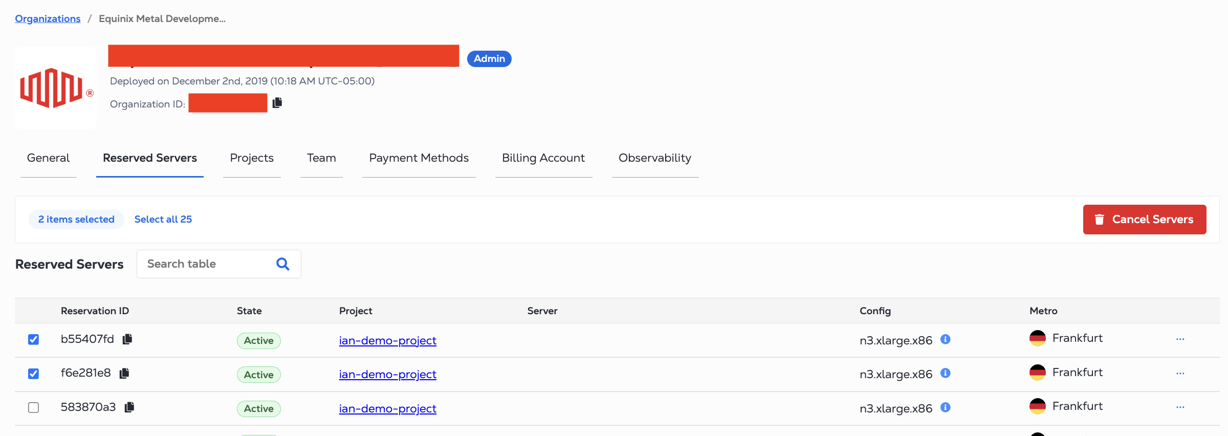 Canceling Your Server Reservations