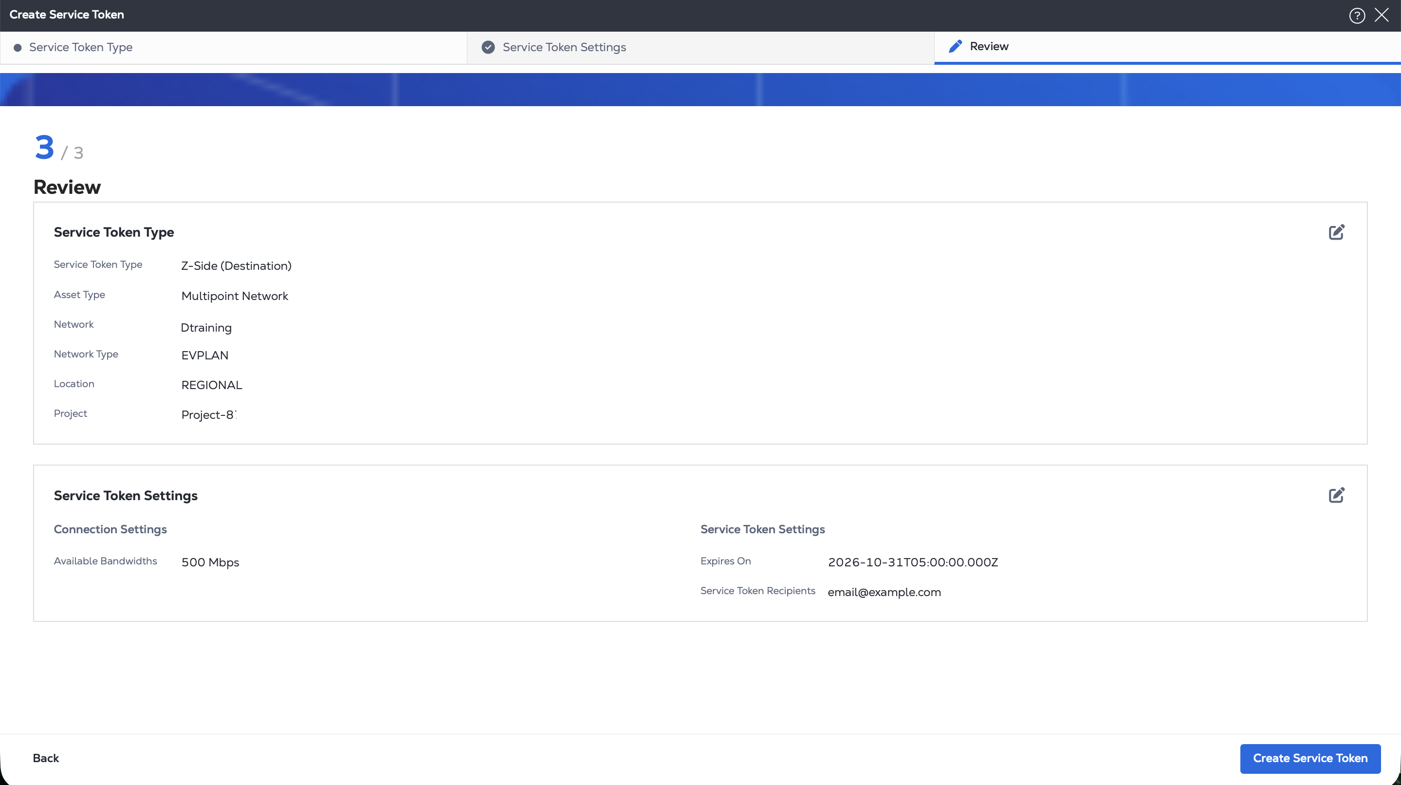 Screenshot of Review page