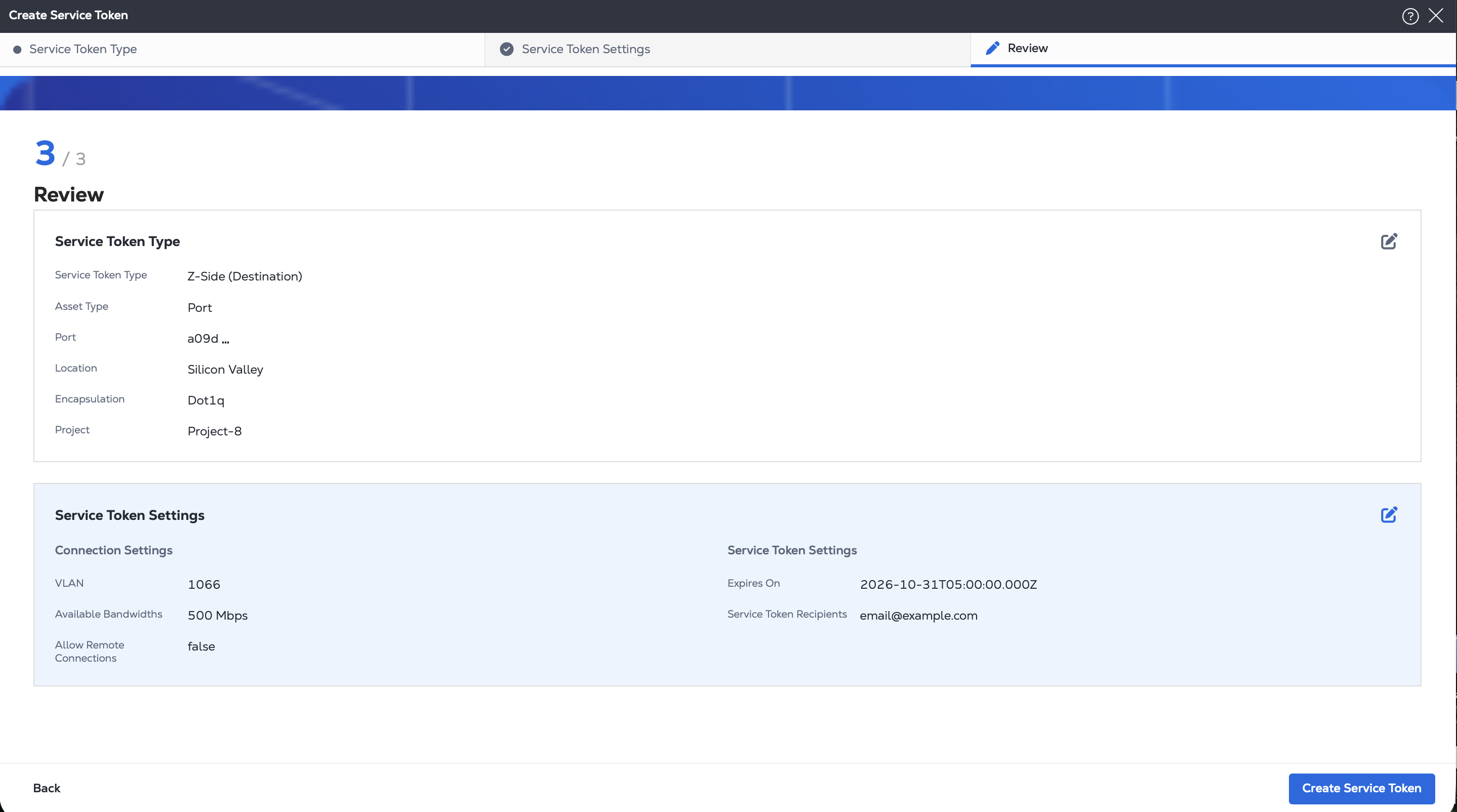 Screenshot of the Review page
