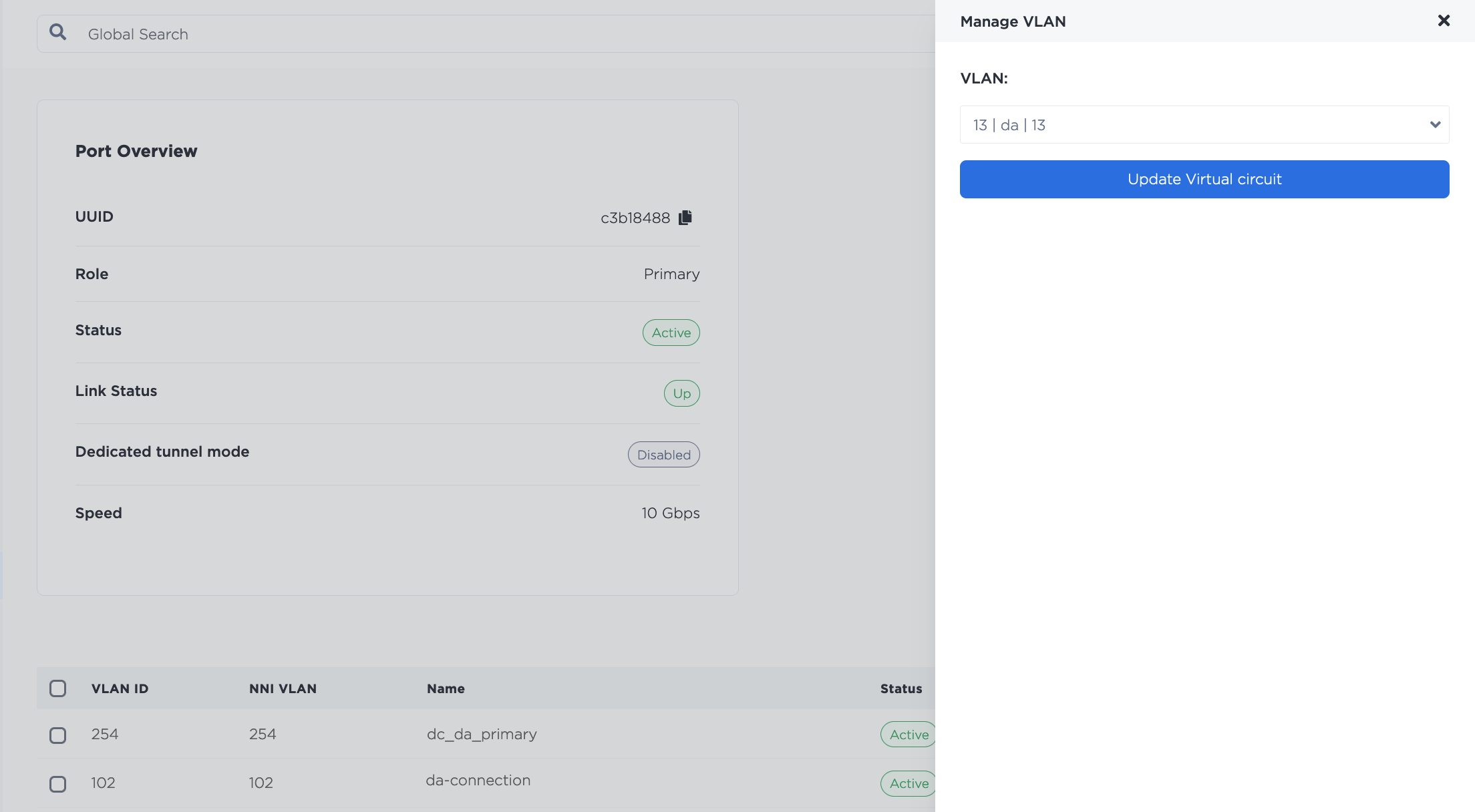 Changing the VLAN Connected to a VC in the Console