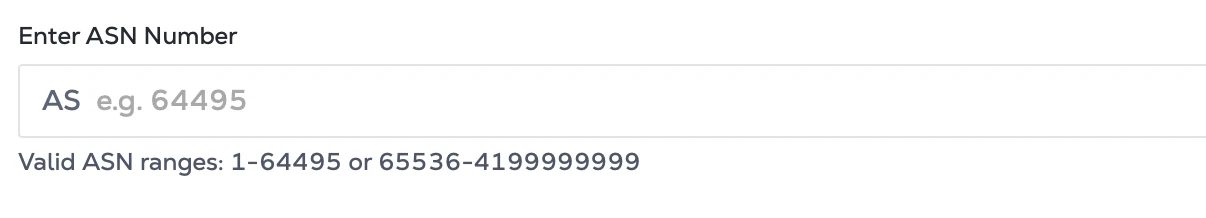 Enter ASN number