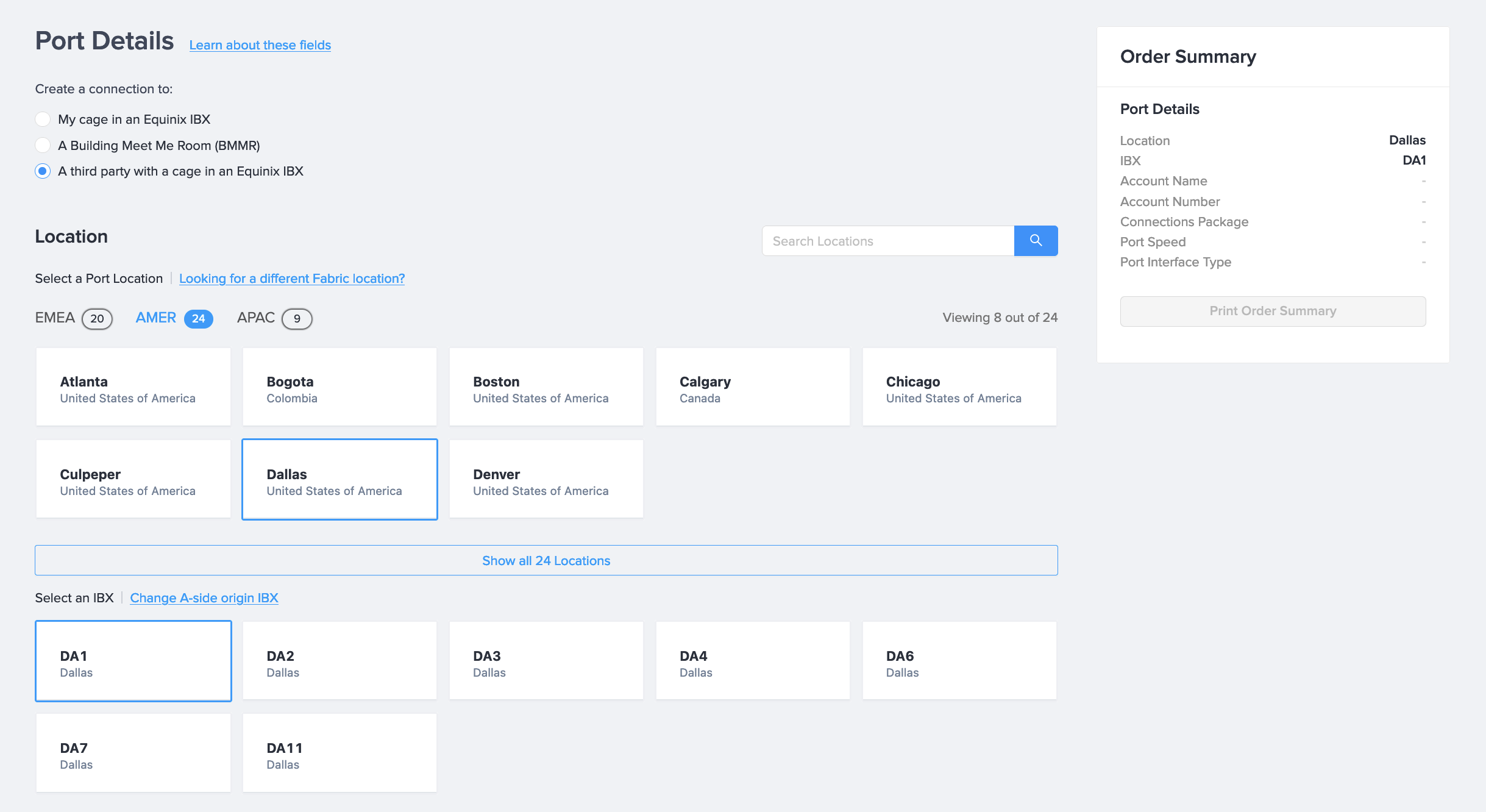 Fabric Connection To Location Selection