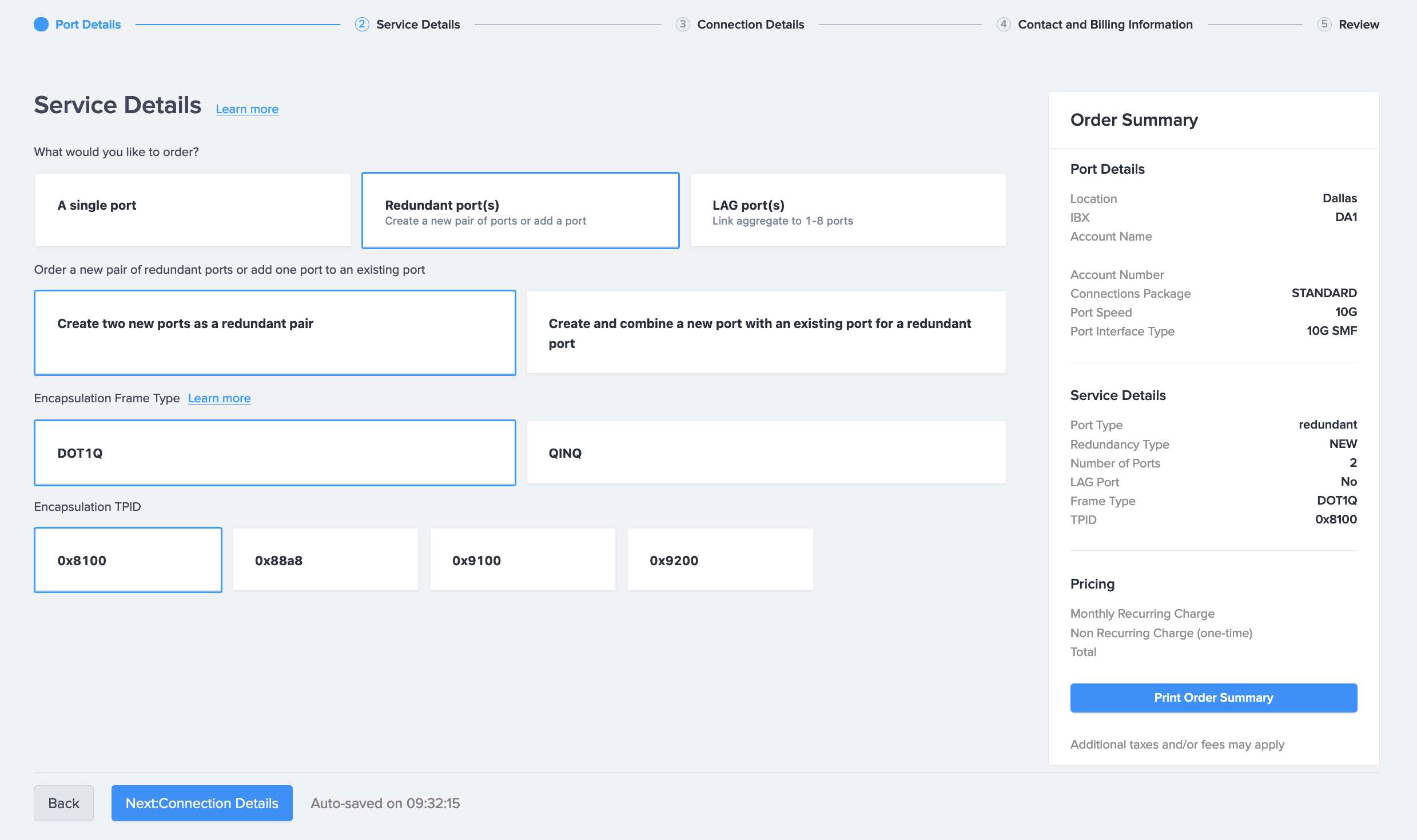 Fabric Service Details Page