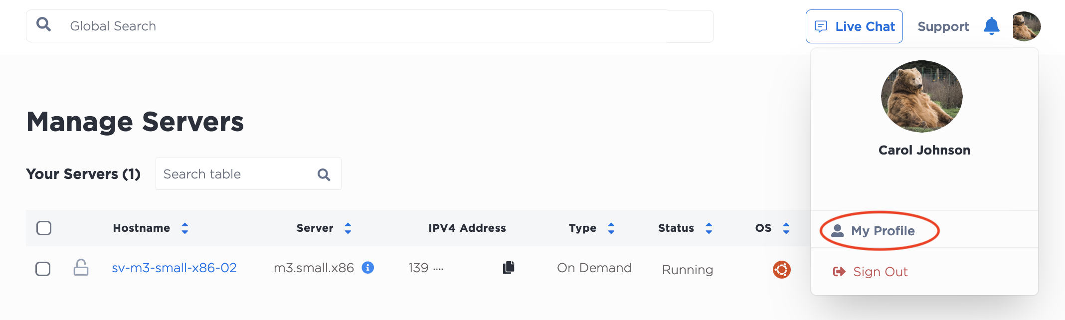 Link to User Profile in Console