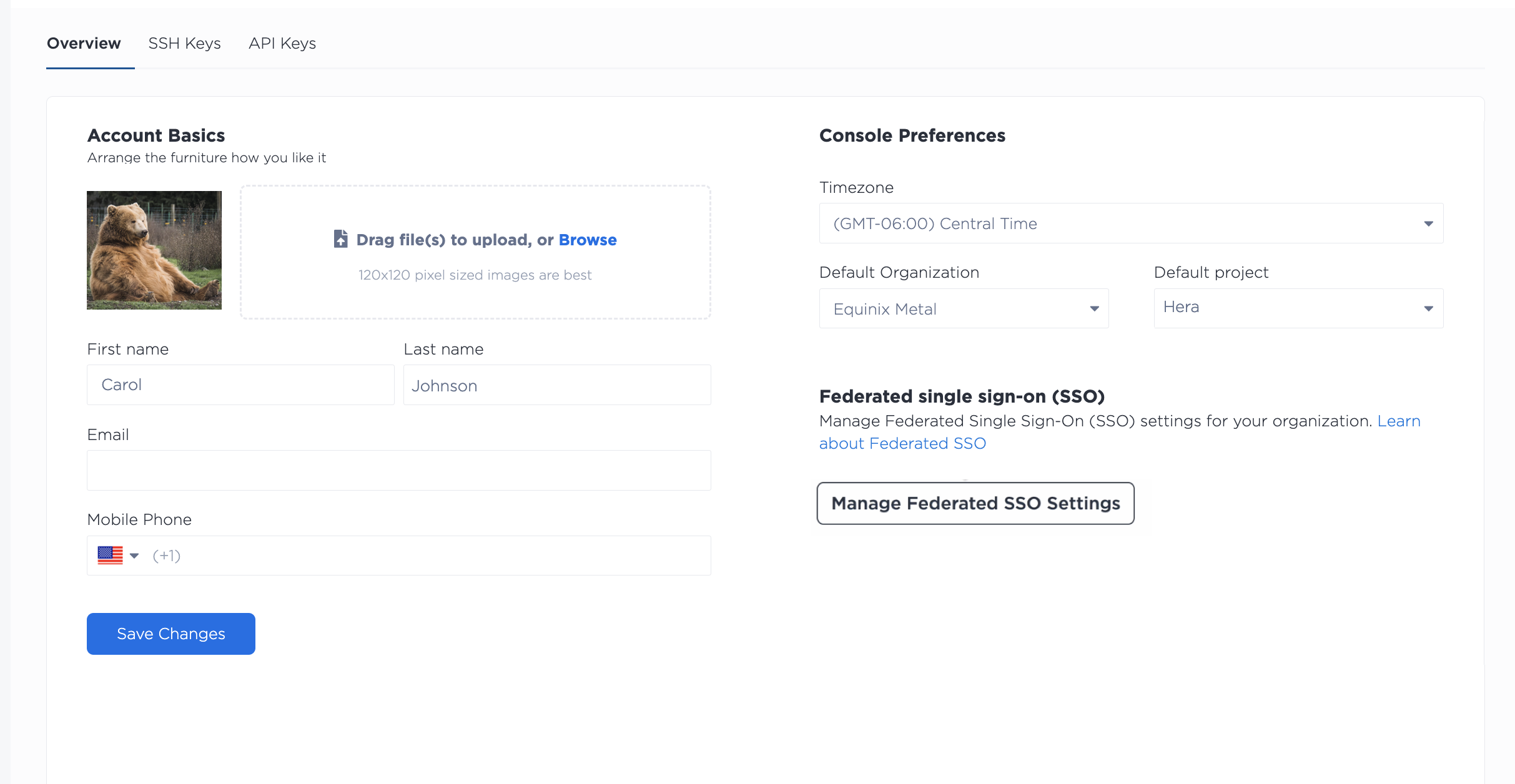 Owner SSO Manage Link in Console