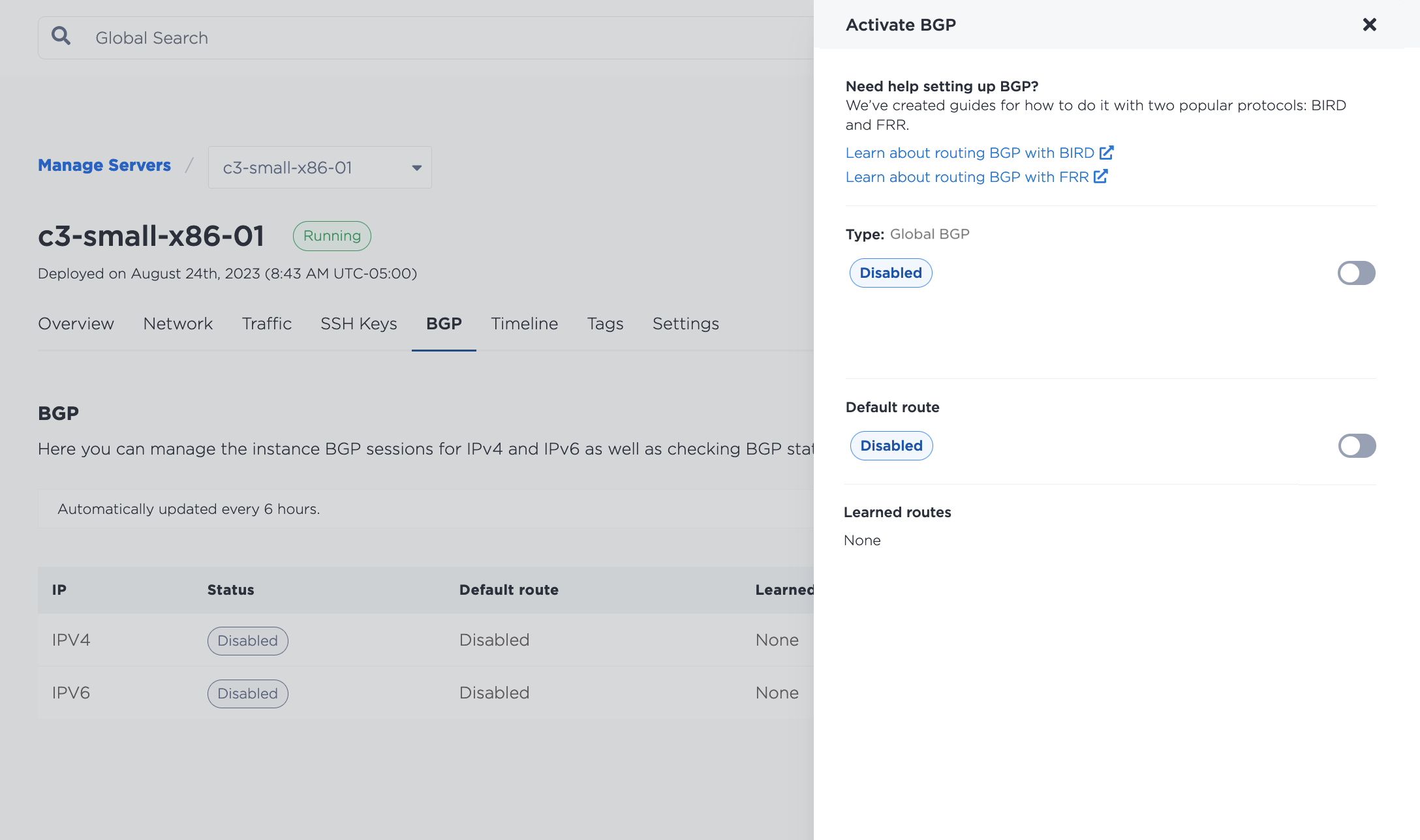 BGP Session Management Options