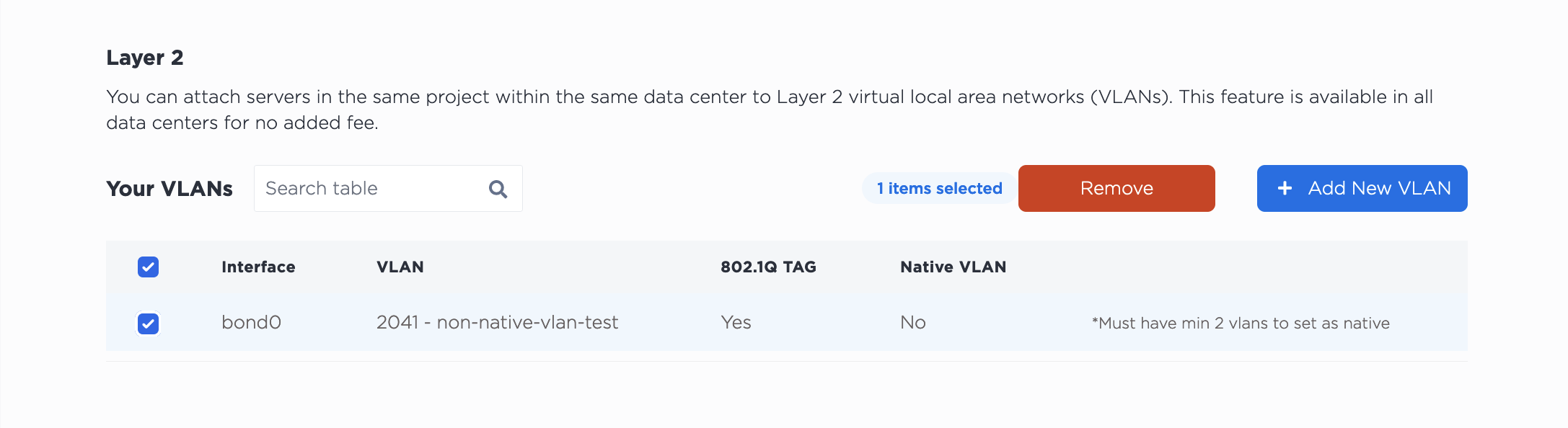 Removing a VLAN