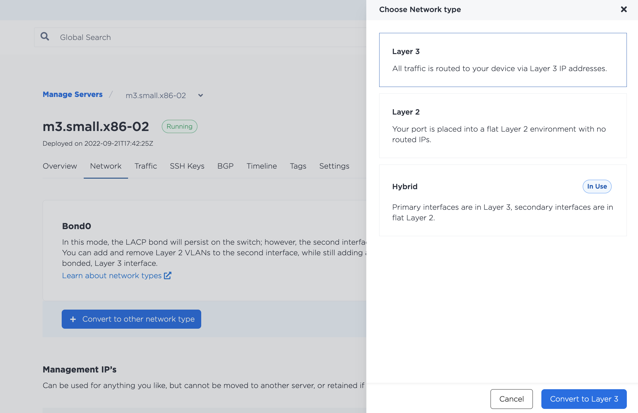Converting back to Layer 3 Panel