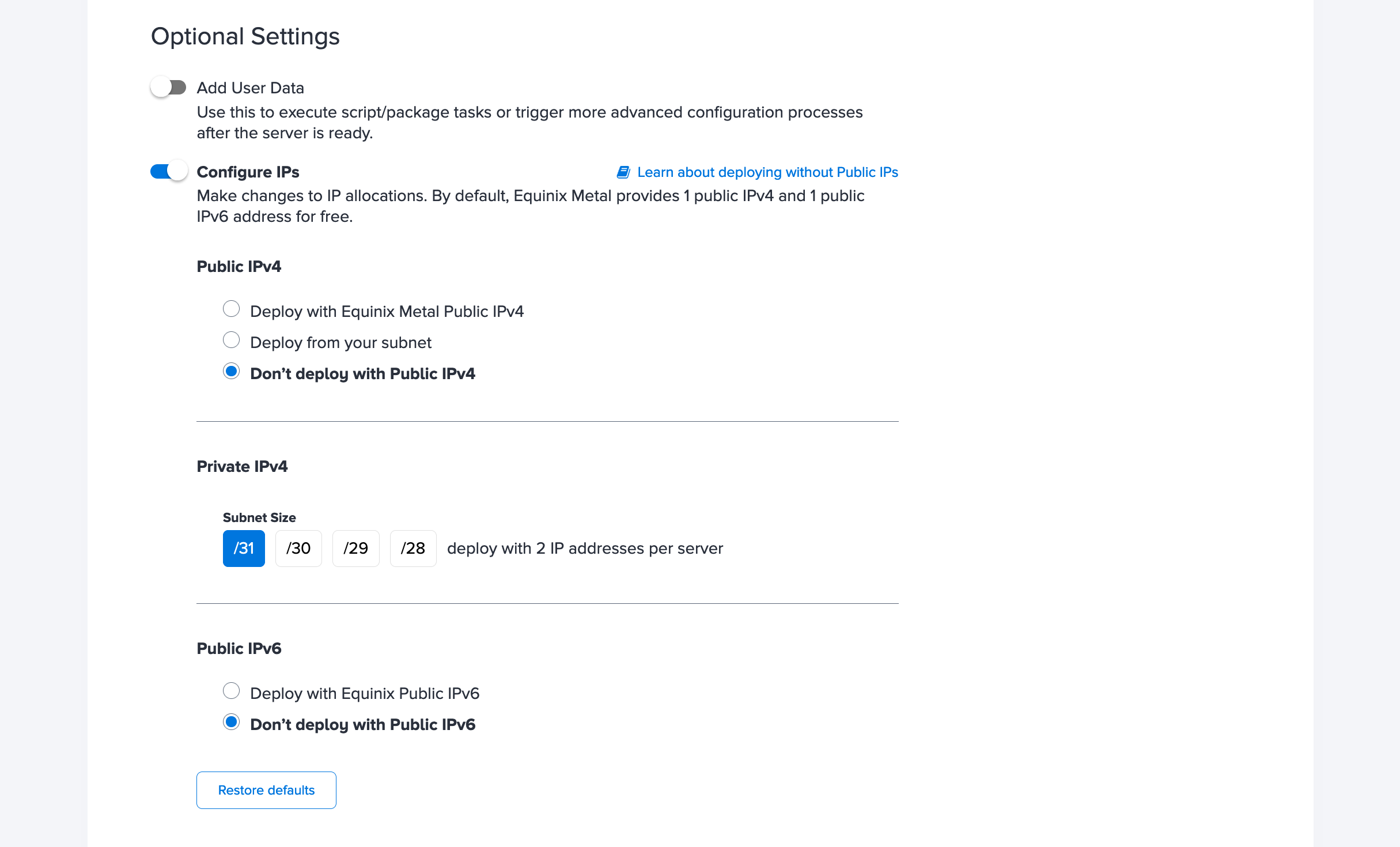 Deploying with No Public IPs for On Demand