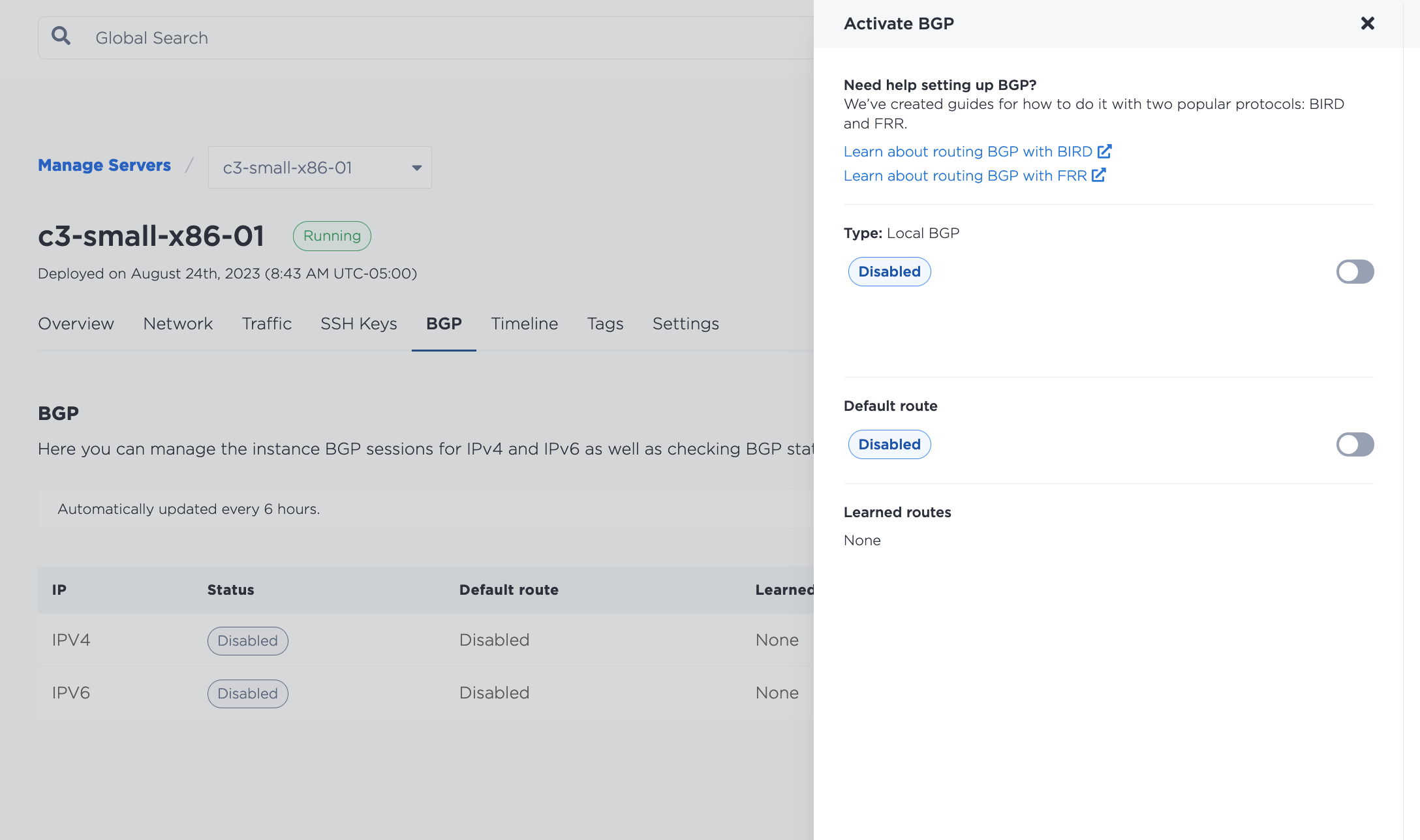 BGP Session Management Options