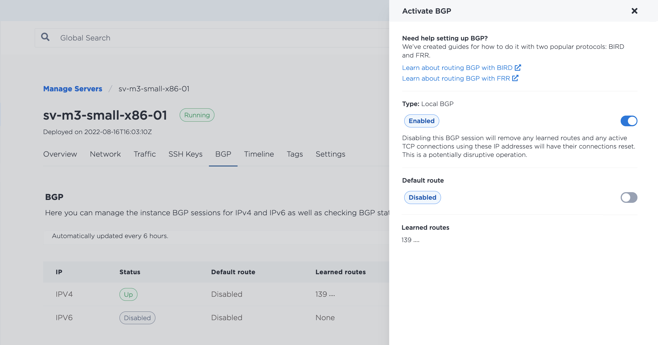 Managing BGP on a Server