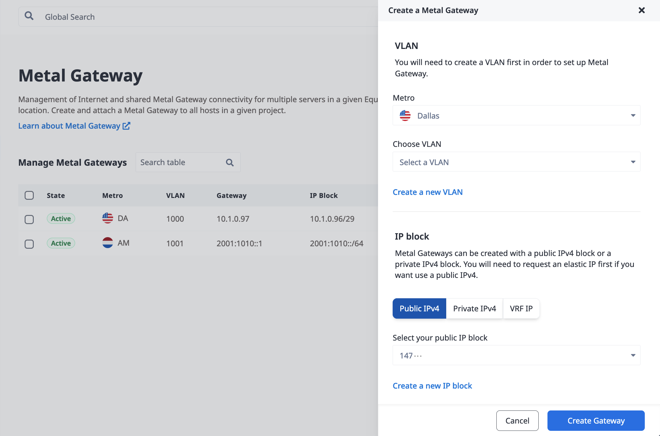 Creating a Public IPv4 Gateway