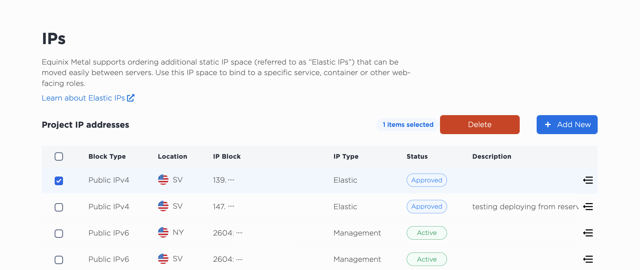 Deleting an IPv4 Reservation Menu