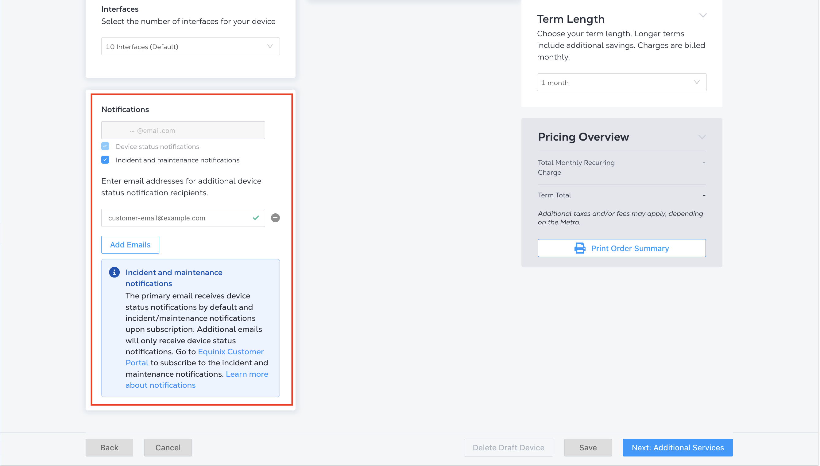 Screenshot of Adding a Notification Contact