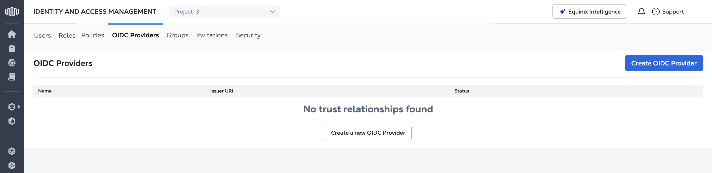 OIDC Providers tab in the Customer Portal