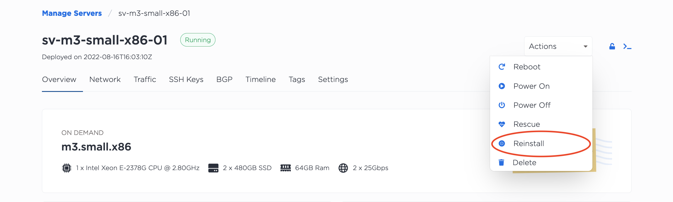 Reinstalling from the Overview