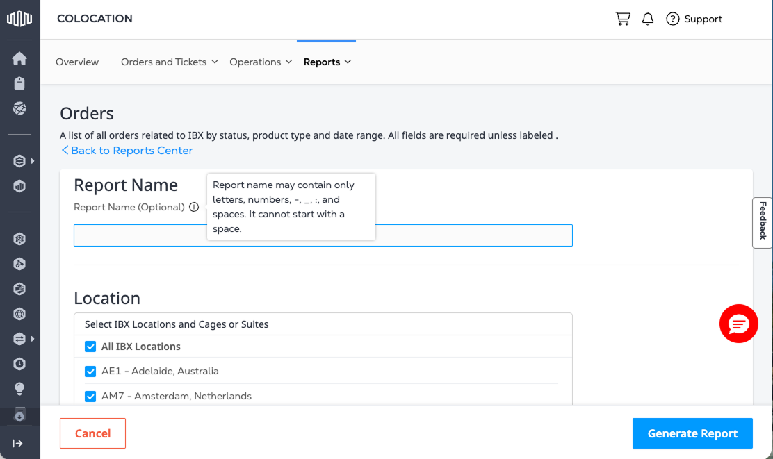 Report Name field in Report Center