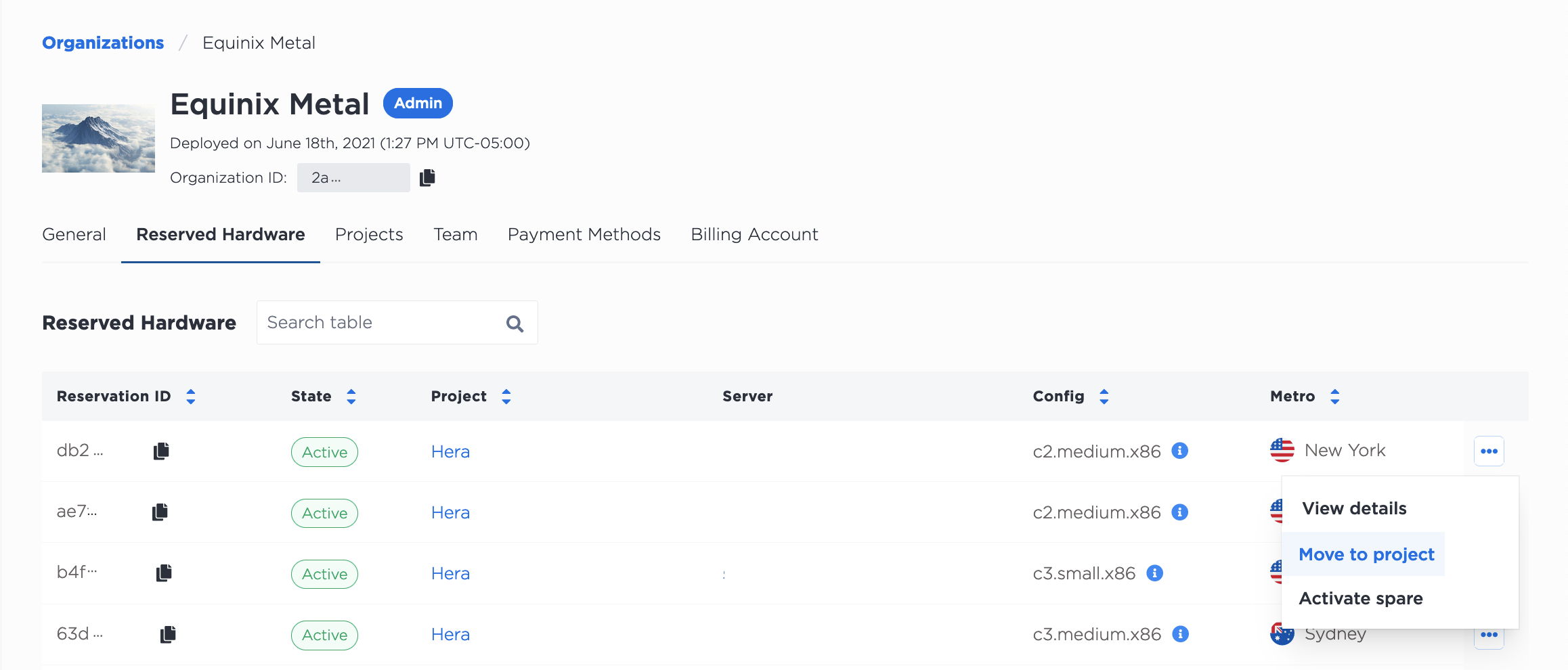 Reserved Hardware Management Page
