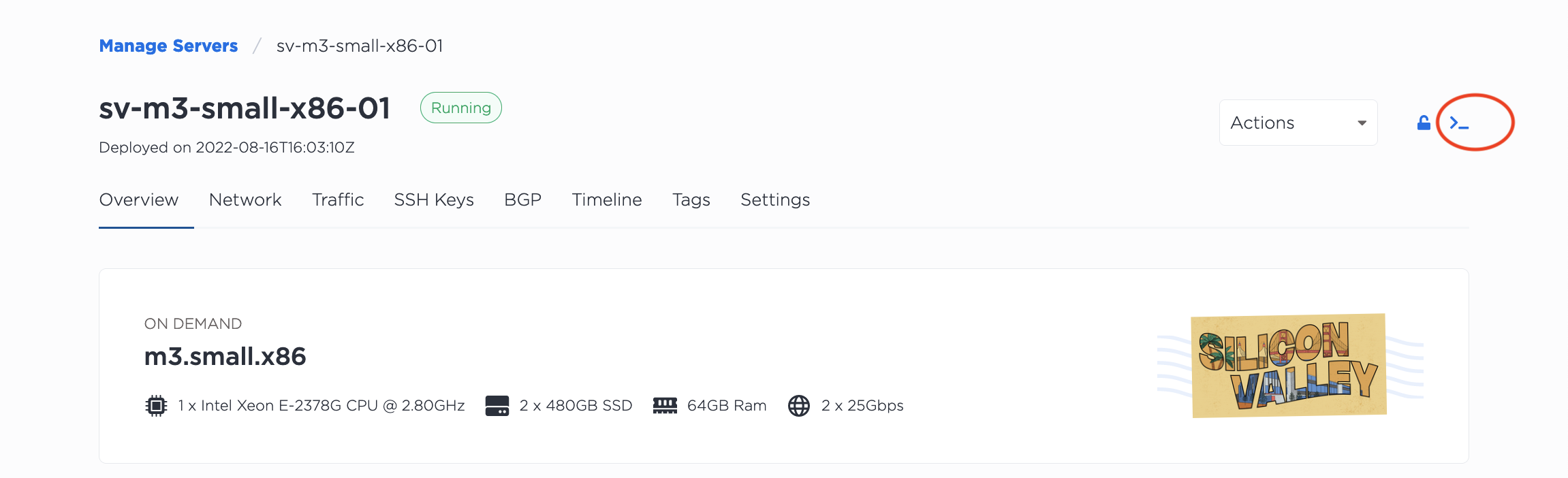 Out-of-band Console on the Overview page