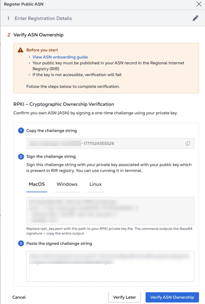 Verify ASN ownership