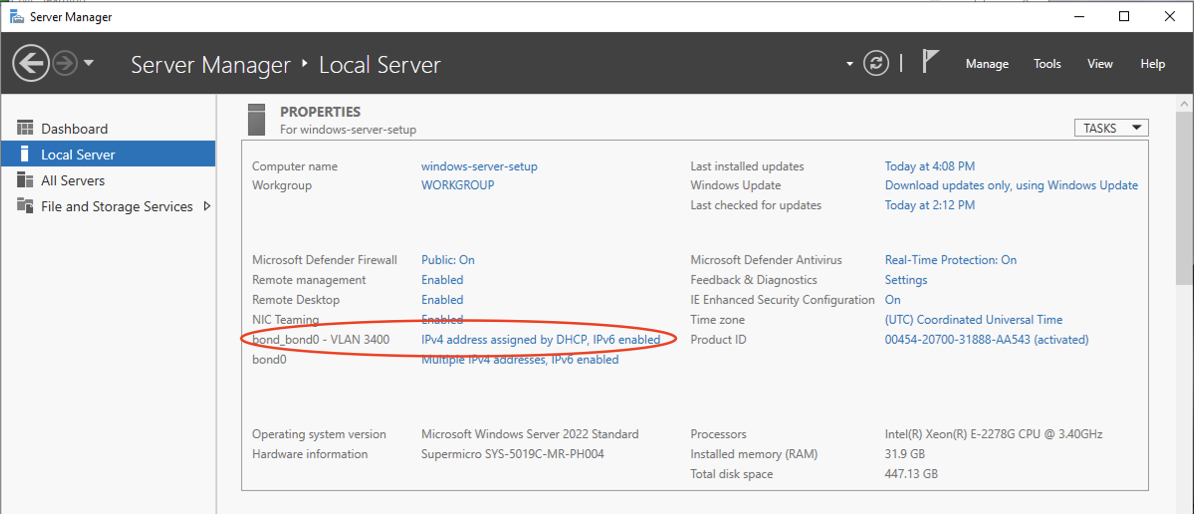 VLAN Interface in Server Manager