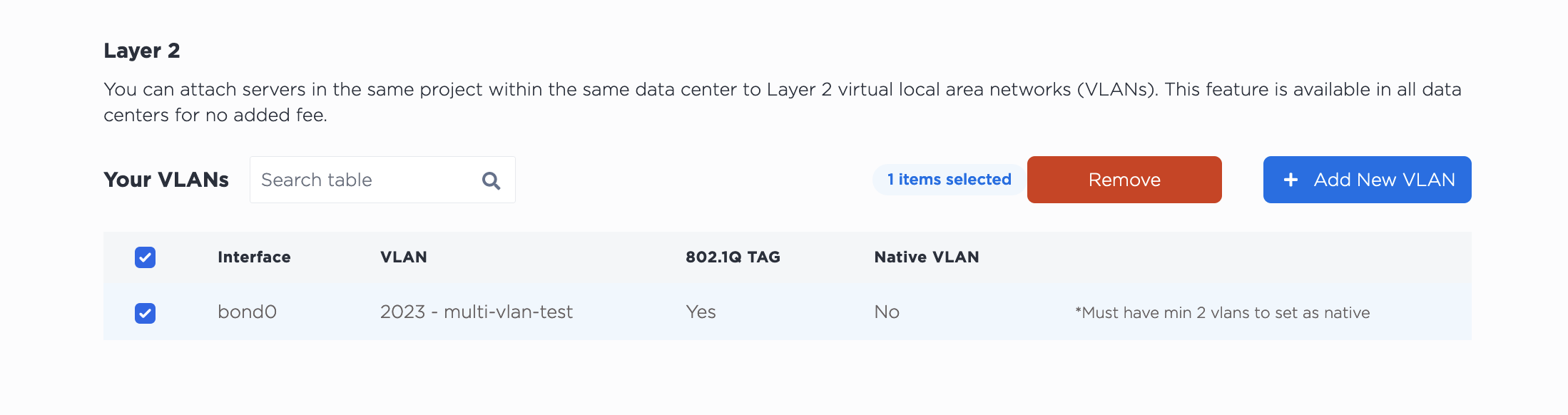 Removing a VLAN