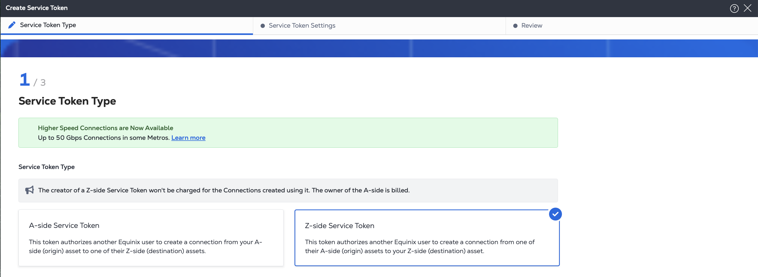 Screenshot of Z-side Token Selection