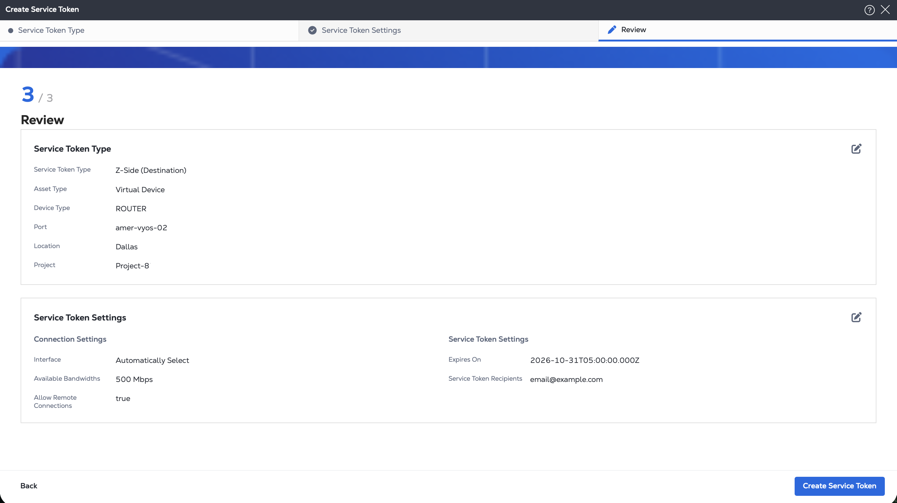Screenshot of Review page