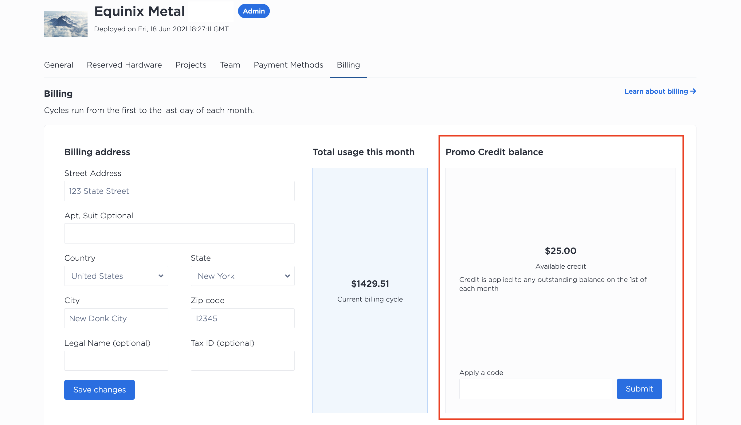Field for Entering a Credit