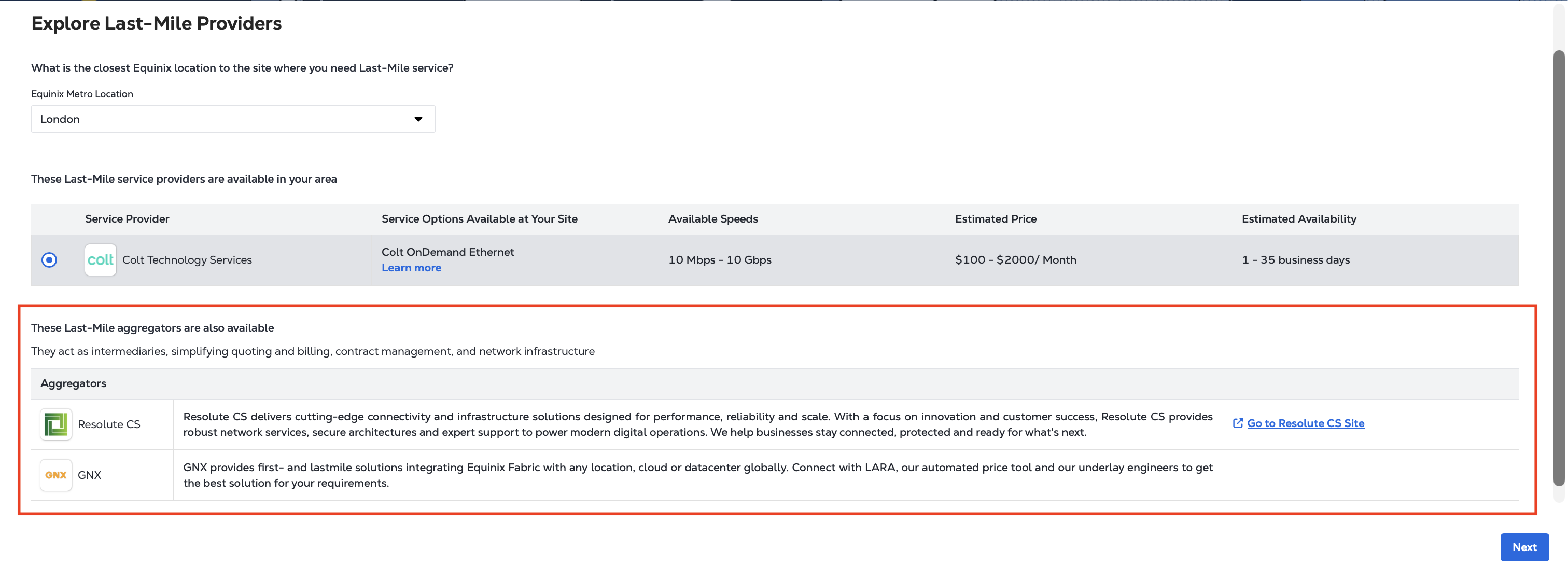 Example list of Aggregator Partners