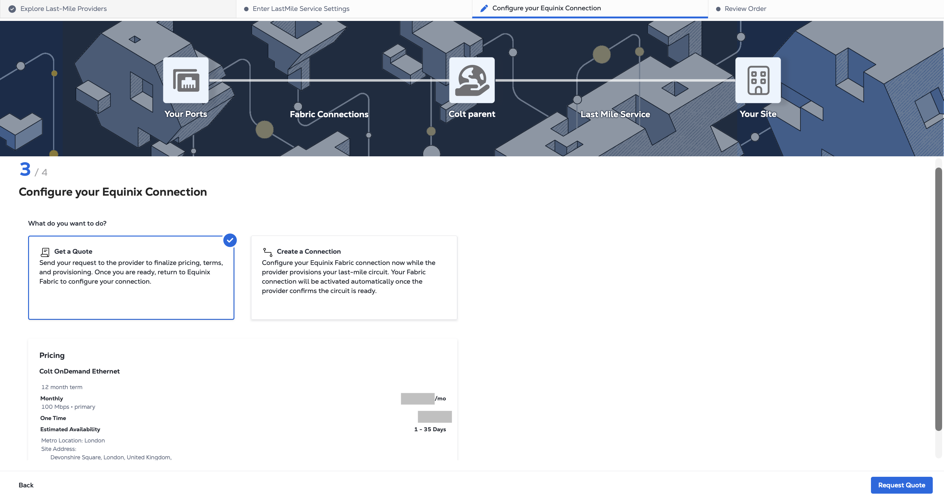 Screenshot of the Configure your Connection page