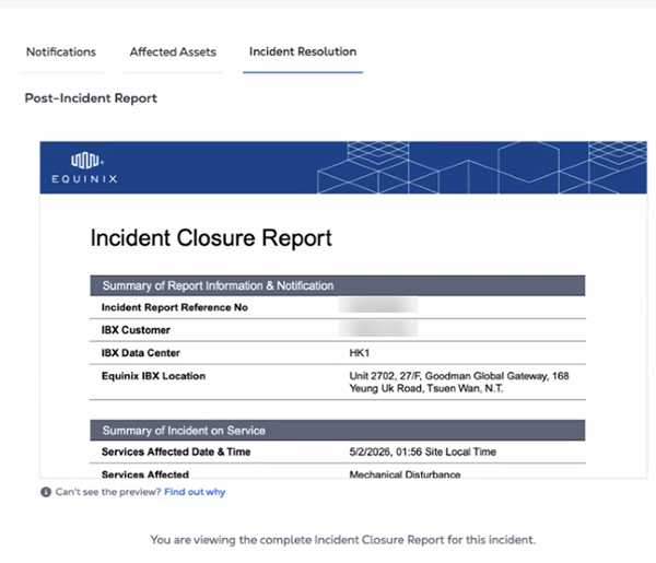 Incident Closure Report Example