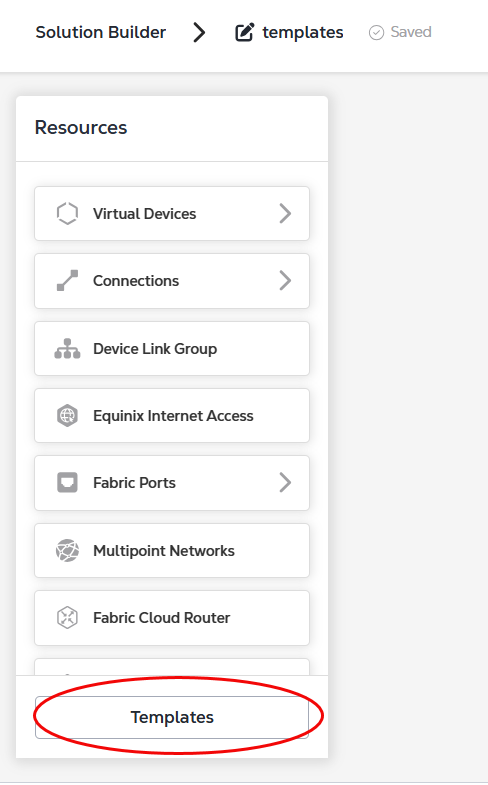 Templates Button in Resources menu