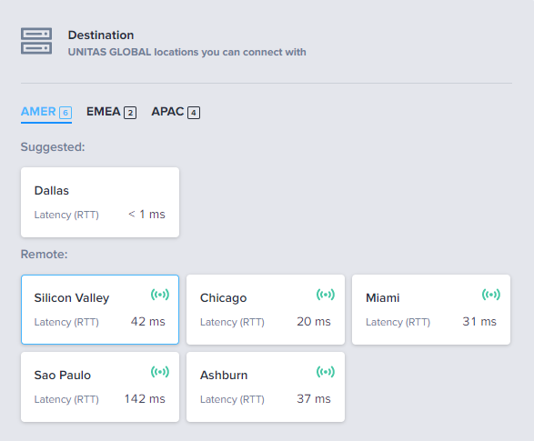 Screenshot of the Destination Options