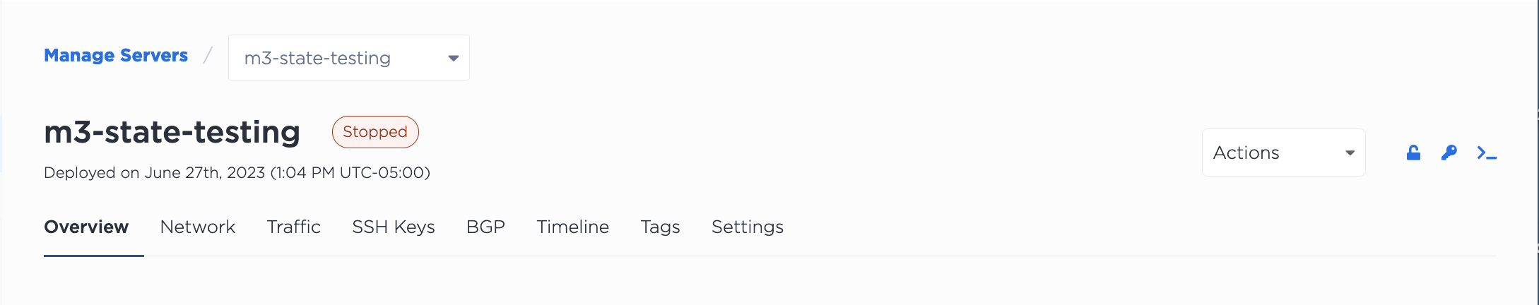 Stopped Server in the Console