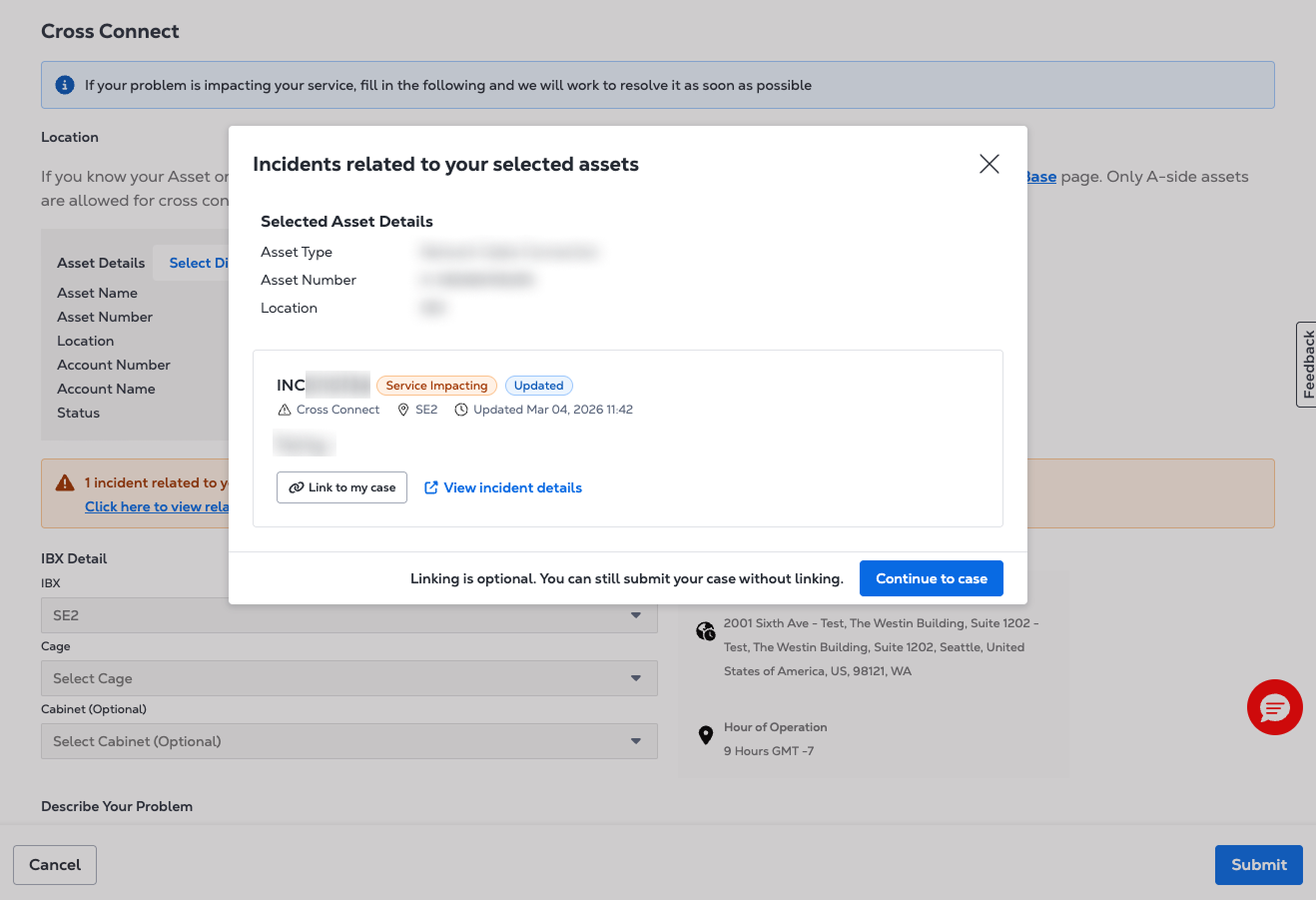 Active incident alert popup